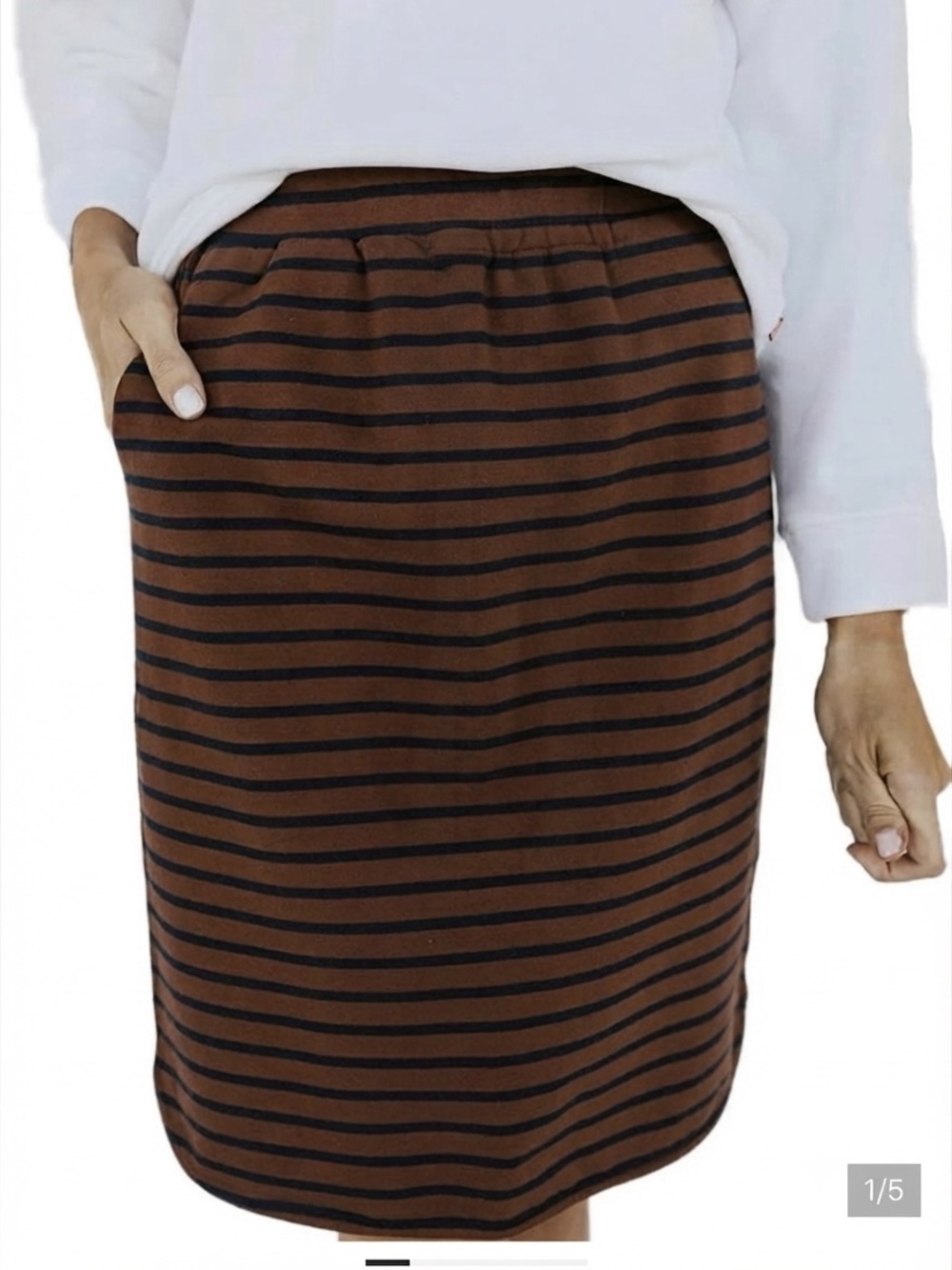 Roolee Seen It All Skirt — Size L Brown & Navy Stripe